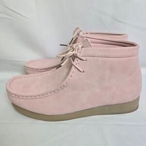 Amali Jason2 Desert Chukka Boot, Lace Up Suede High Top, Pink/Tan, Mens Size 7.5